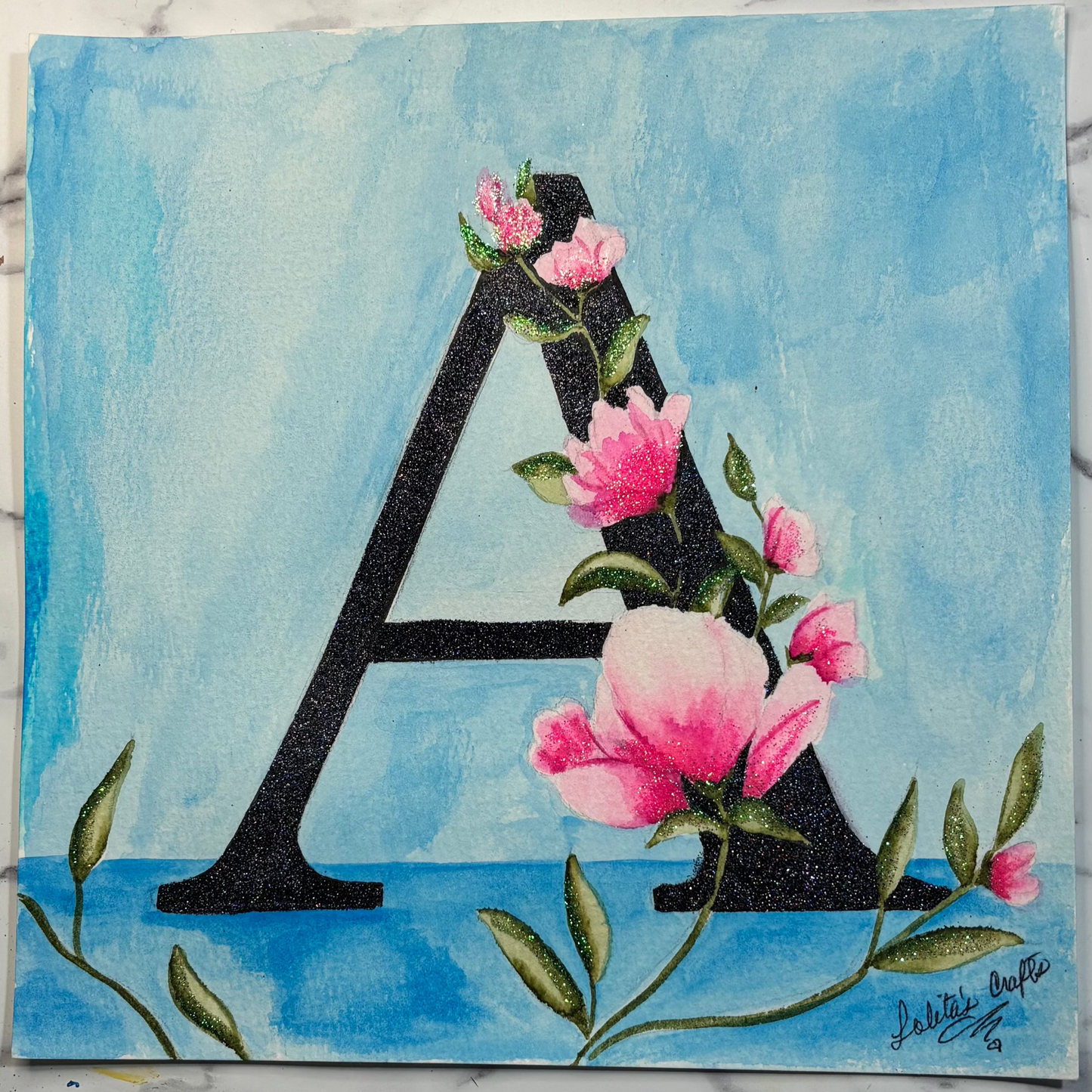 Alphabet glitter letters: A