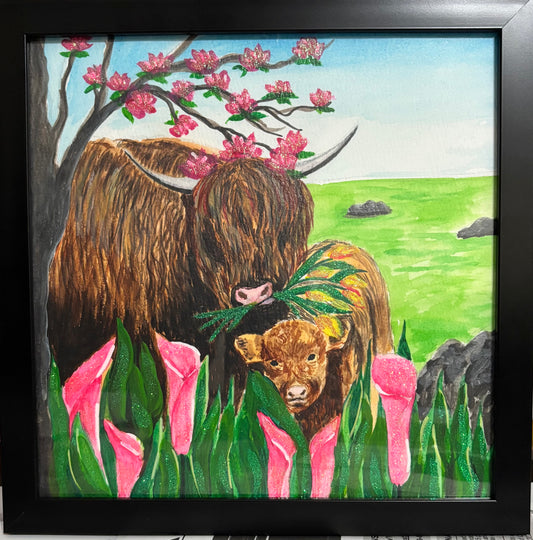 Lovely mother and baby cow